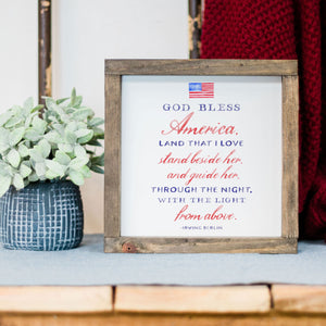 Front View. God Bless America | Patriotic Decor | Wooden Sign Wood Signs The WAREHOUSE Studio 