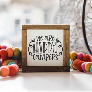 Front View. Happy Campers | Camper Decor| Vacation Home | Small Sign Decor The WAREHOUSE Studio 