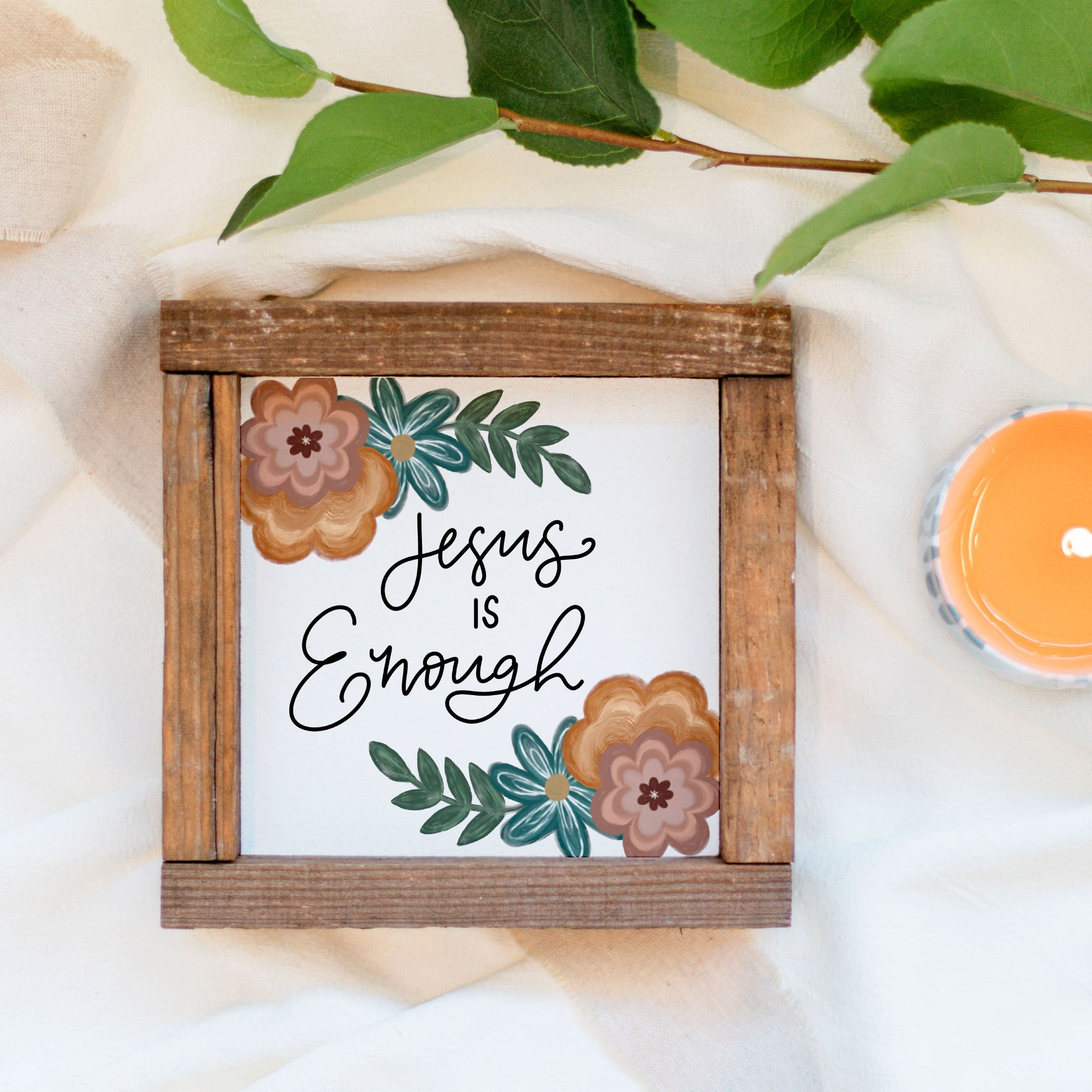 Front View. Jesus Is Enough, Spring Decor, Faith Decor , Small Wood Sign Wood Signs The WAREHOUSE Studio 