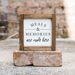Front View. Kitchen Sign| Meals And Memories | Small Sign | Wood Sign Decor The WAREHOUSE Studio 