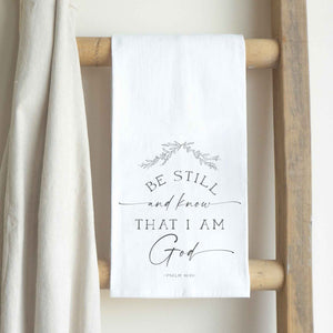Front View. Kitchen Towel | Be Still And Know That I Am God Kitchen Towels The WAREHOUSE Studio 