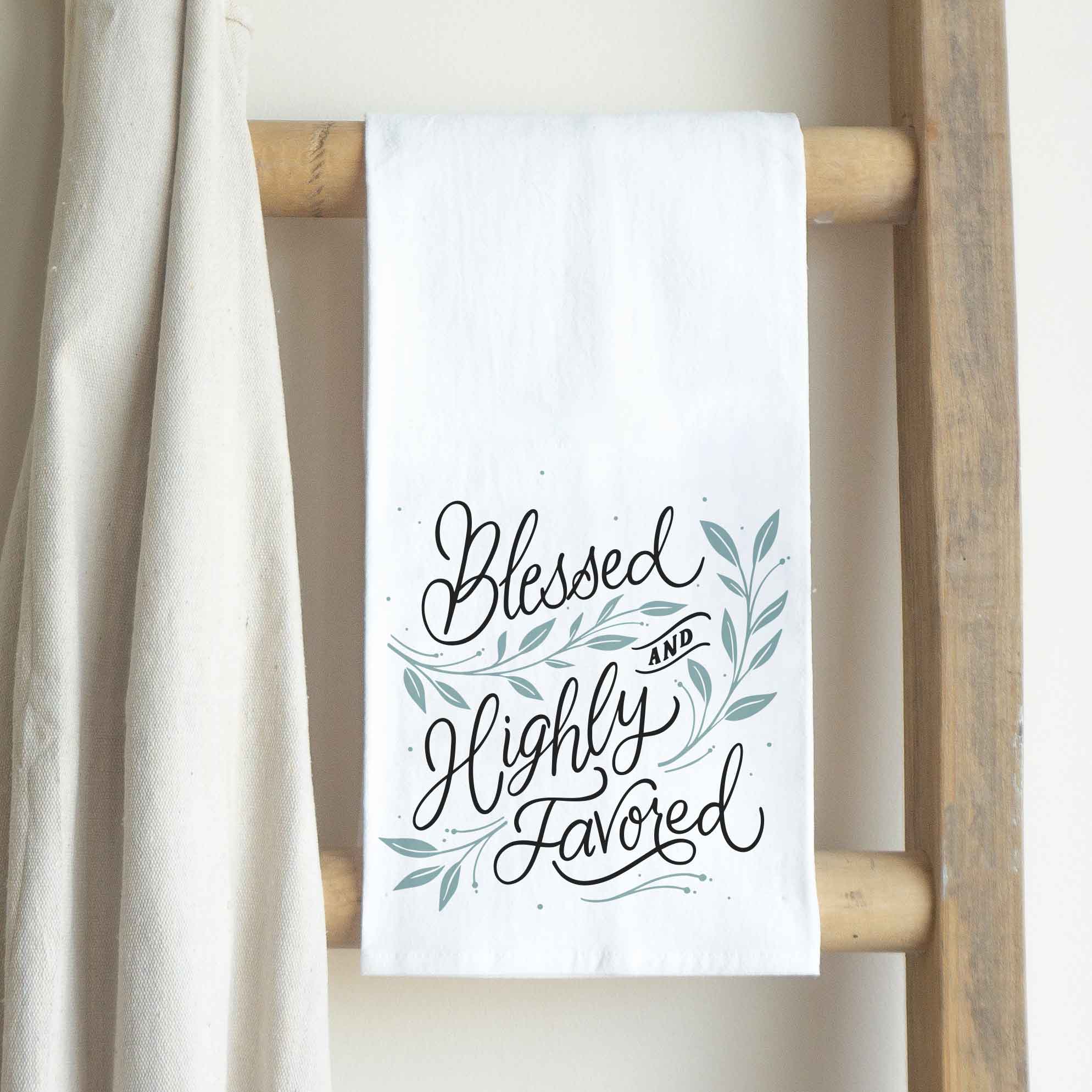 Front View. Kitchen Towel | Blessed And Highly Favored Kitchen Towels The WAREHOUSE Studio 