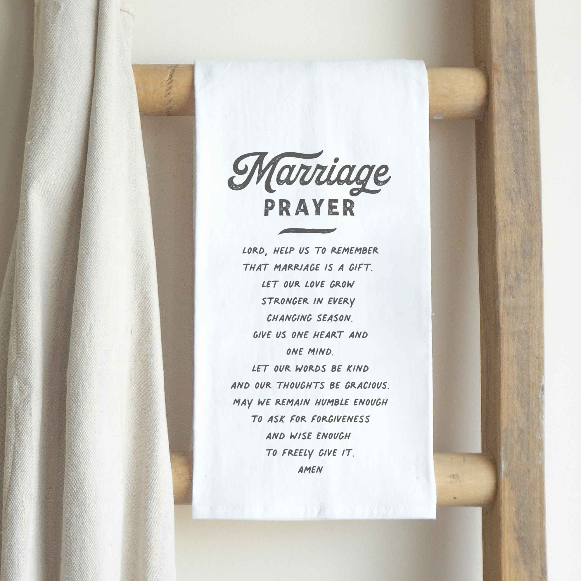 Front View. Kitchen Towel | Marriage Prayer tea towel The WAREHOUSE Studio 
