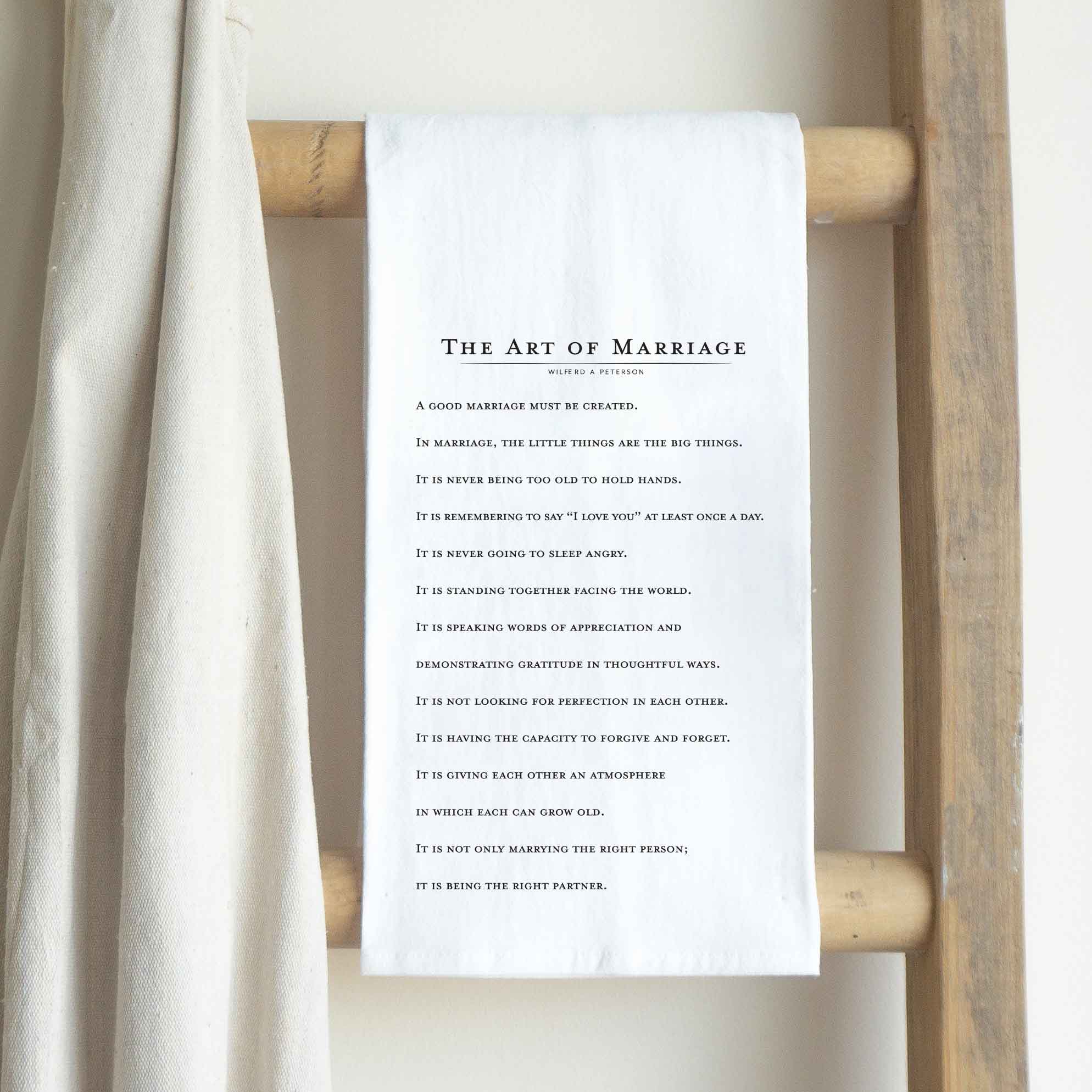 Front View. Kitchen Towel | The Art of Marriage tea towel The WAREHOUSE Studio 