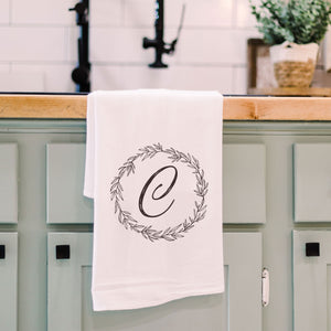Letter C Front View. Kitchen Towel | Wreath Initial Kitchen Towels The WAREHOUSE Studio C 