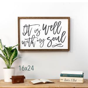 16x24 Front View. Large Wood Sign | It Is Well With My Soul Wood Signs The WAREHOUSE Studio 