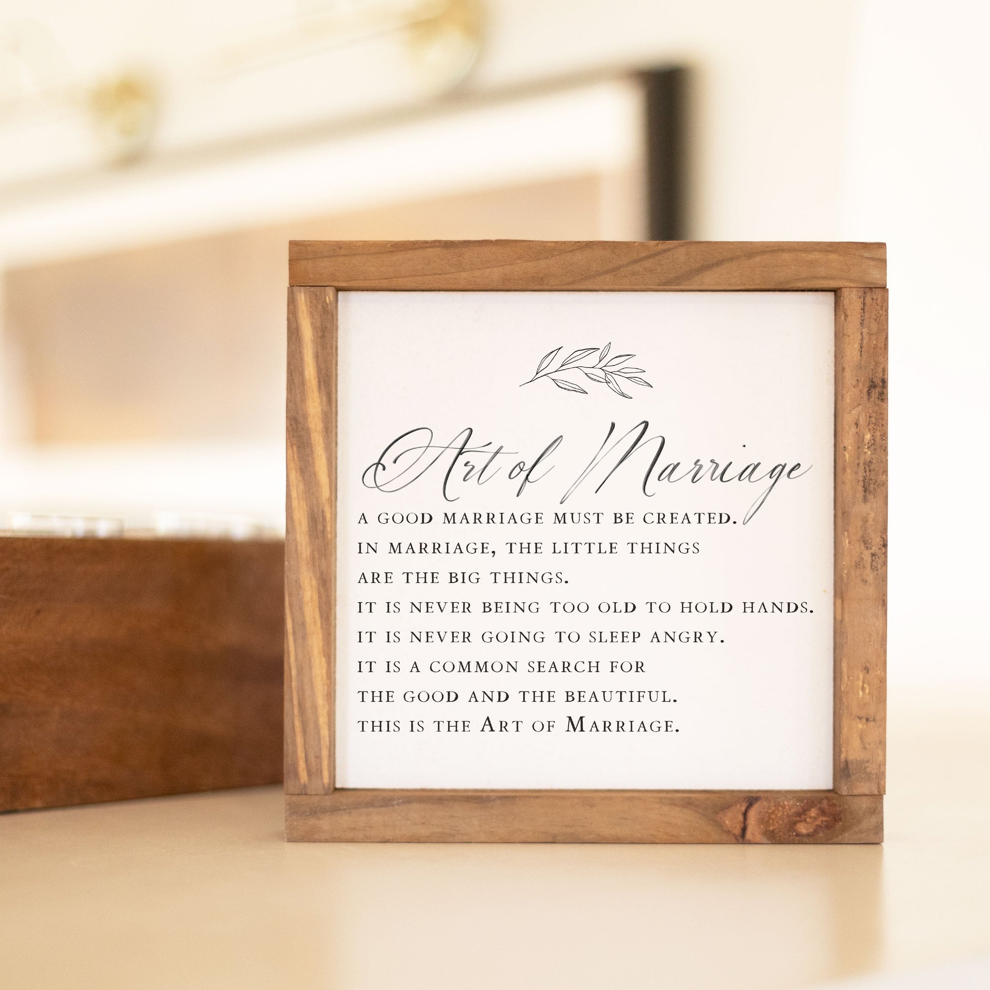 Front View. Medium Sign | Art Of Marriage Wood Signs The WAREHOUSE Studio 