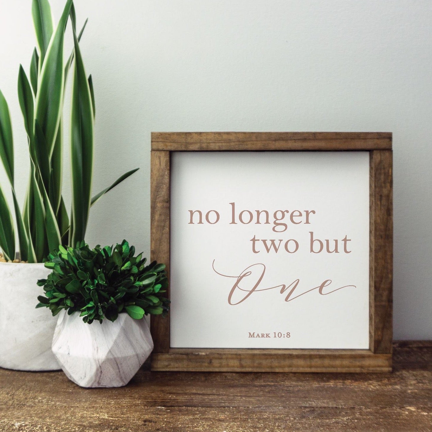 White Front View. Medium Sign | No Longer Two But One | Wedding Sign | Couple Sign Decor The WAREHOUSE Studio 
