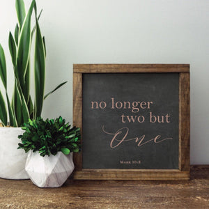 Black Front View. Medium Sign | No Longer Two But One | Wedding Sign | Couple Sign Decor The WAREHOUSE Studio 