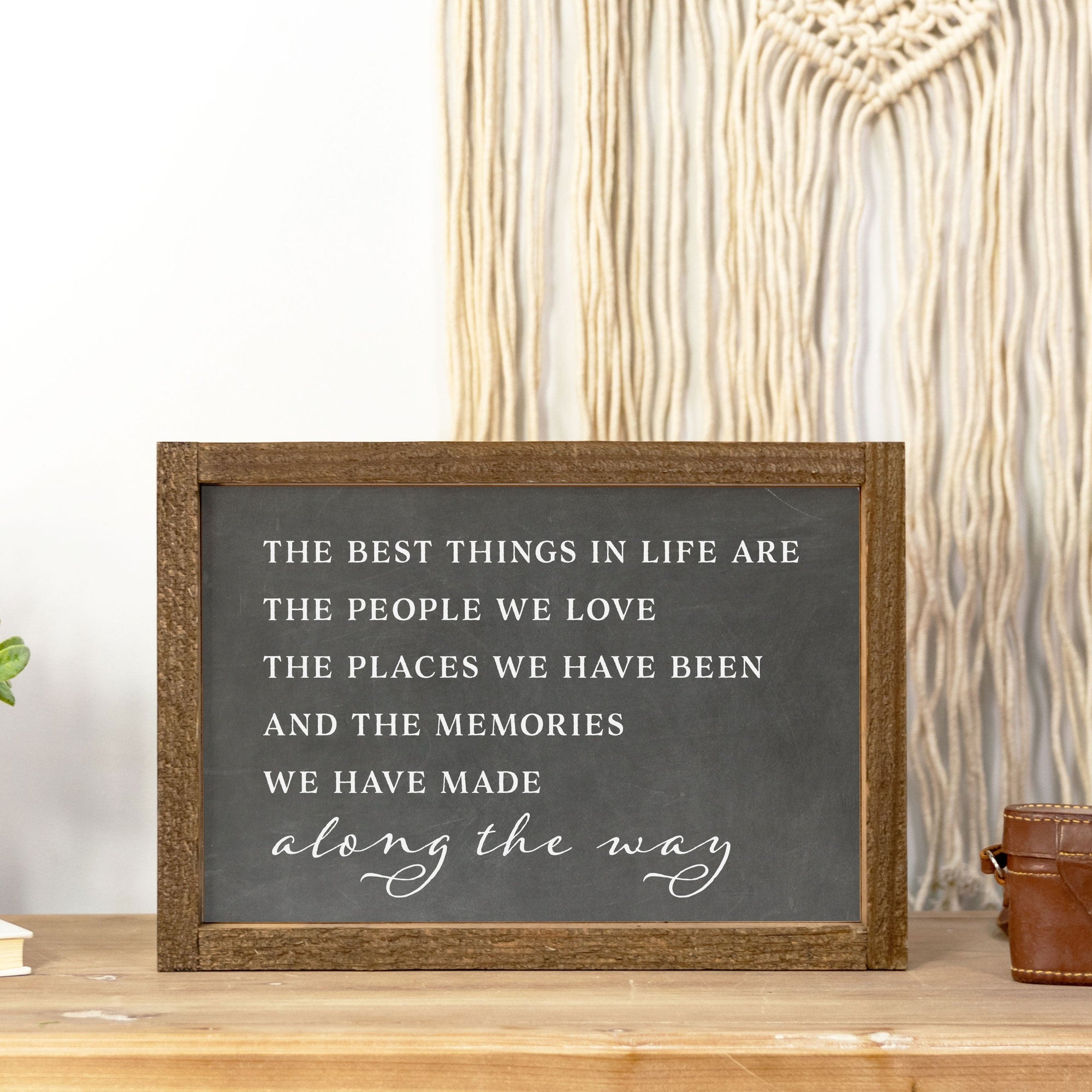 Front View. Medium Wood Sign | Along The Way Black Chalk Wood Signs The WAREHOUSE Studio 