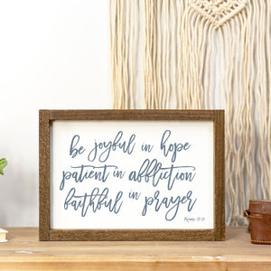 Front View. Medium Wood Sign | Be Joyful In Hope Wood Signs The WAREHOUSE Studio 