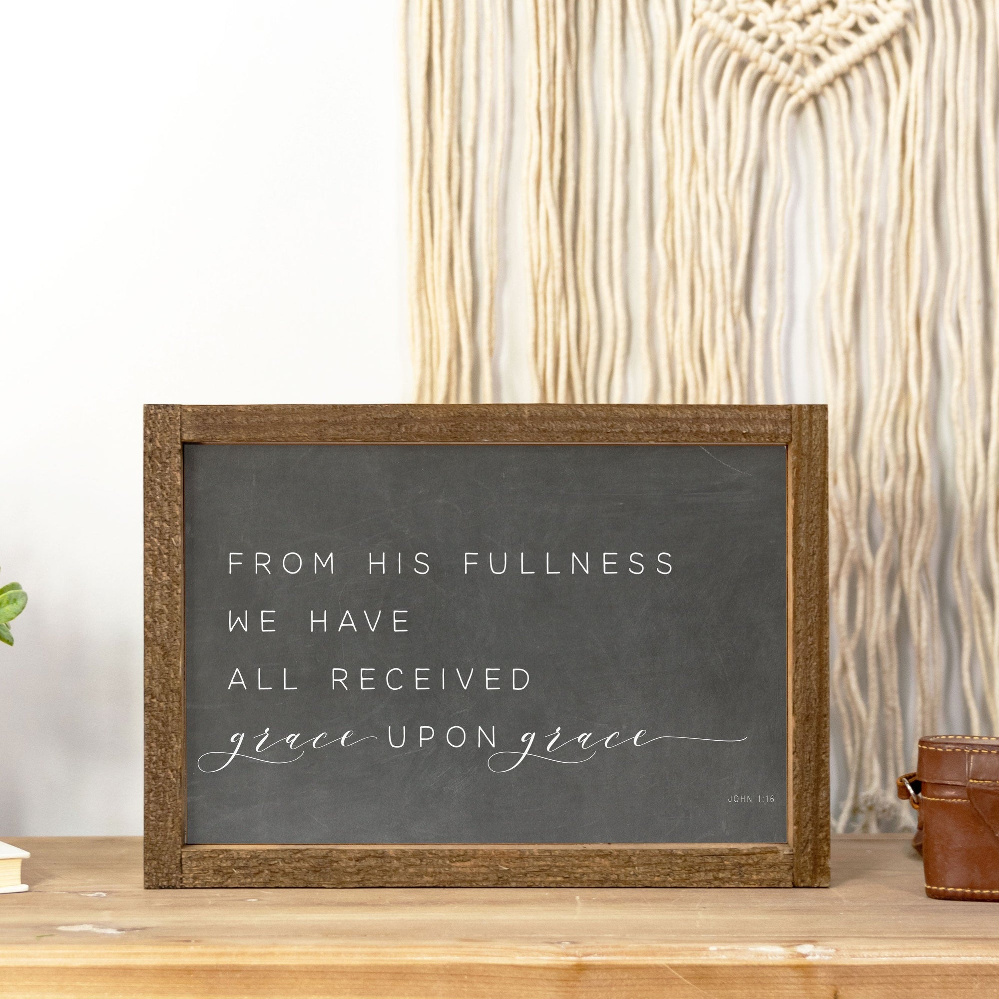 Front View. Medium Wood Sign | Grace Upon Grace Black Chalk Wood Signs The WAREHOUSE Studio 