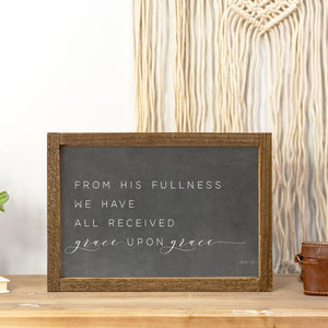 Front View. Medium Wood Sign | Grace Upon Grace Black Chalk Wood Signs The WAREHOUSE Studio 