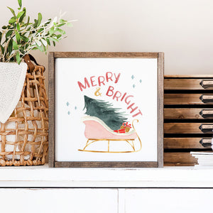 Front View. Medium Wood Sign | Merry Sleigh Ride Small Wood Sign The WAREHOUSE Studio 