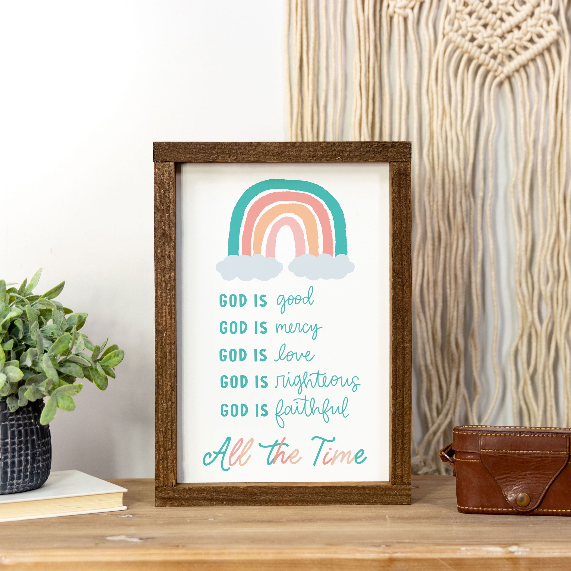 Front View. Medium Wood Sign | Rainbow Wood Sign The WAREHOUSE Studio 