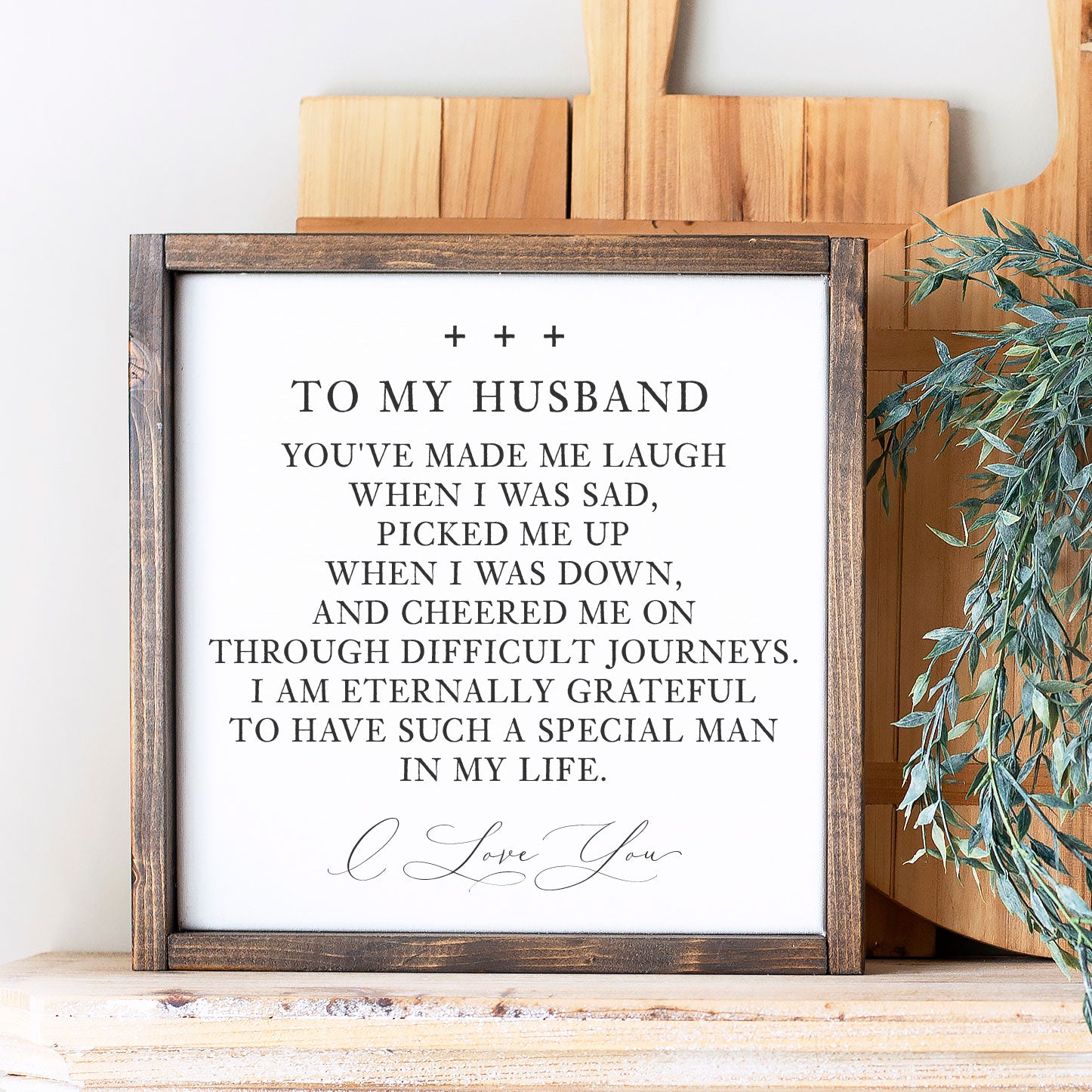 Front View. Medium Wood Sign | To My Husband Wood Signs The WAREHOUSE Studio 