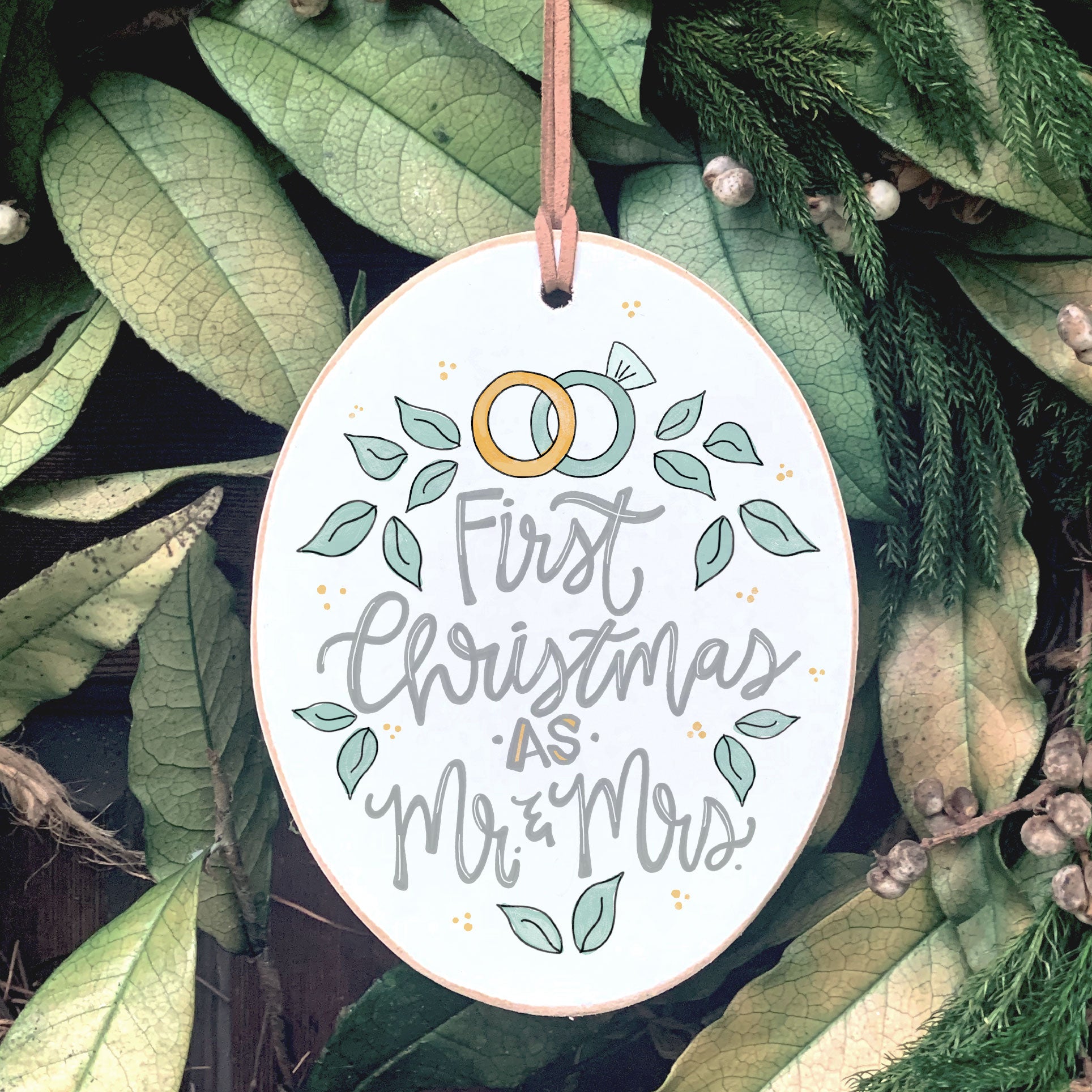 Front View. Ornament | First Christmas | Wedding Christmas Wood Ornaments The WAREHOUSE Studio 