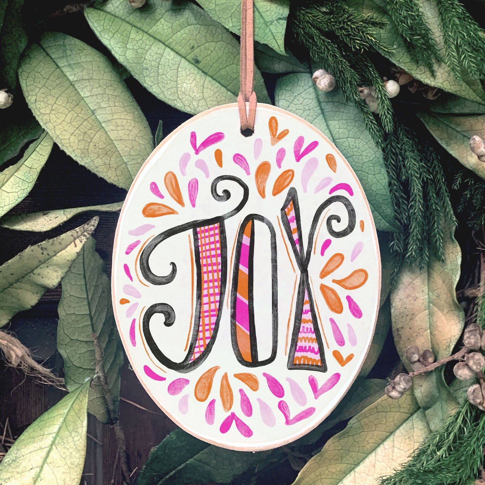 Front View. Ornament | Joy | Doddle Wood Ornaments The WAREHOUSE Studio 