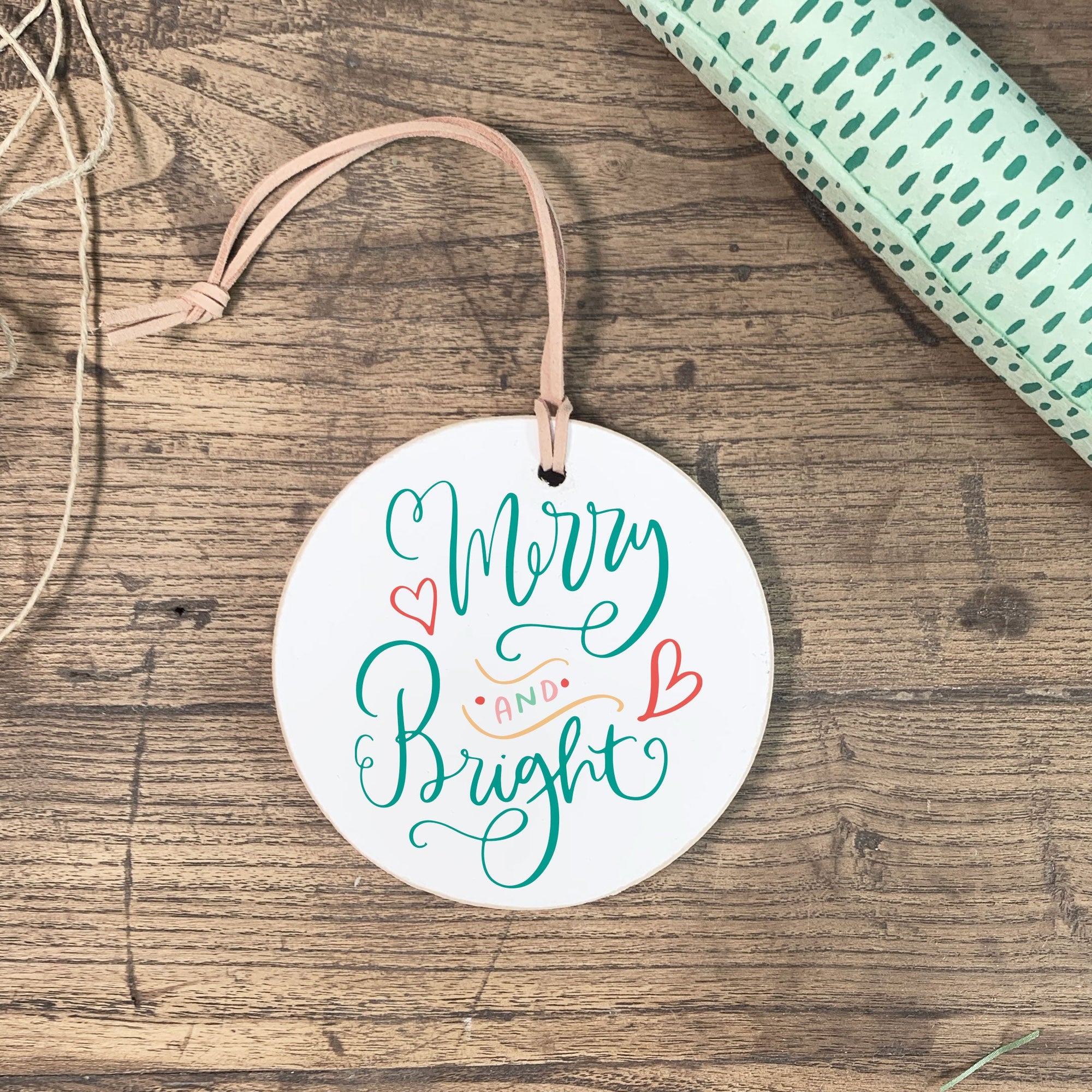 Front View. Ornament | Merry and Bright Wood Ornaments The WAREHOUSE Studio 