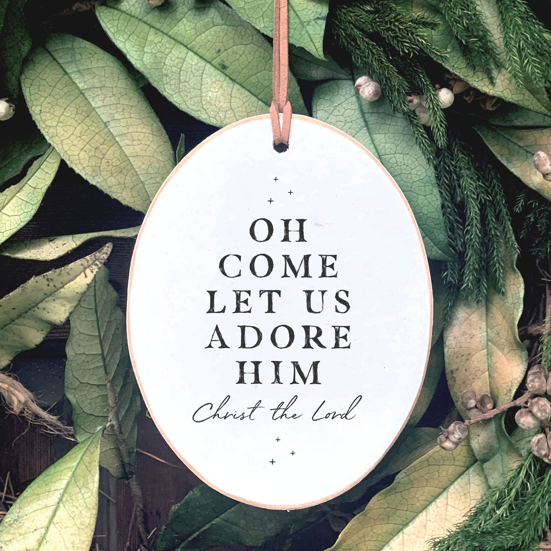 Front View. Ornament | Oh Come Let Us Adore Him Wood Ornaments The WAREHOUSE Studio 