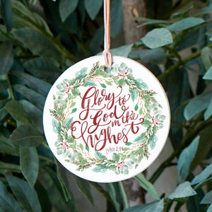 Front View. Ornament Ornament | Watercolor Wreath | Christmas Holiday Ornaments The WAREHOUSE Studio 