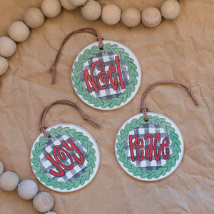 Front View. Ornament Ornament | Wreath Check | Christmas Holiday Ornaments The WAREHOUSE Studio 