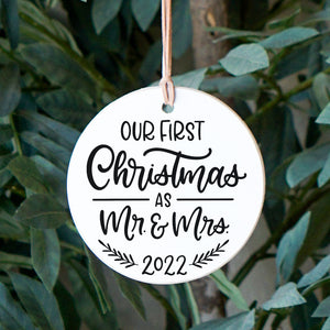 Front View. Ornament | Our First | Christmas Wood Ornaments The WAREHOUSE Studio 