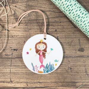 Front View. Ornament | Pink Mermaid | Mermaid Wood Ornaments The WAREHOUSE Studio 