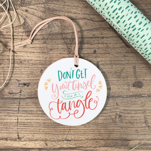 Front View. Ornament | Tinsel Tangle Wood Ornaments The WAREHOUSE Studio 