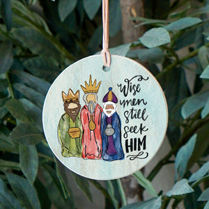 Front View. Ornament | Wise Men | Whimsy Nativity Wood Ornaments The WAREHOUSE Studio 