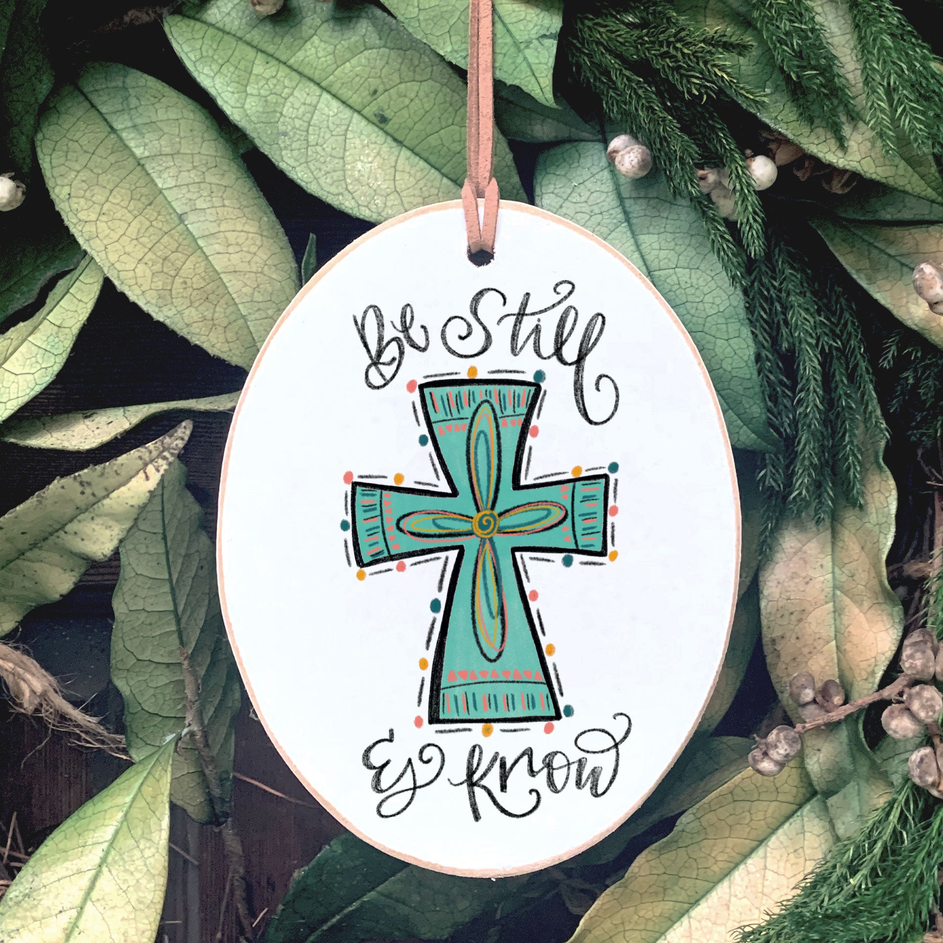 Front View. Ornaments | Be Still Cross | Have Faith Wood Ornaments The WAREHOUSE Studio 