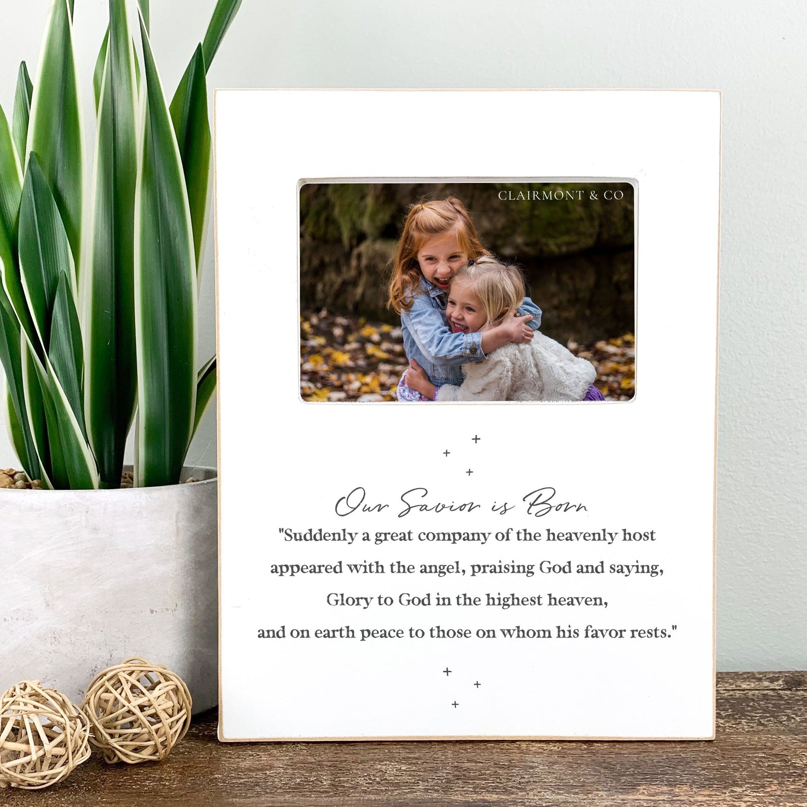 Front View. Picture Frame | Wood Frame-Our Savior Is Born Wood Photo Frame The WAREHOUSE Studio 