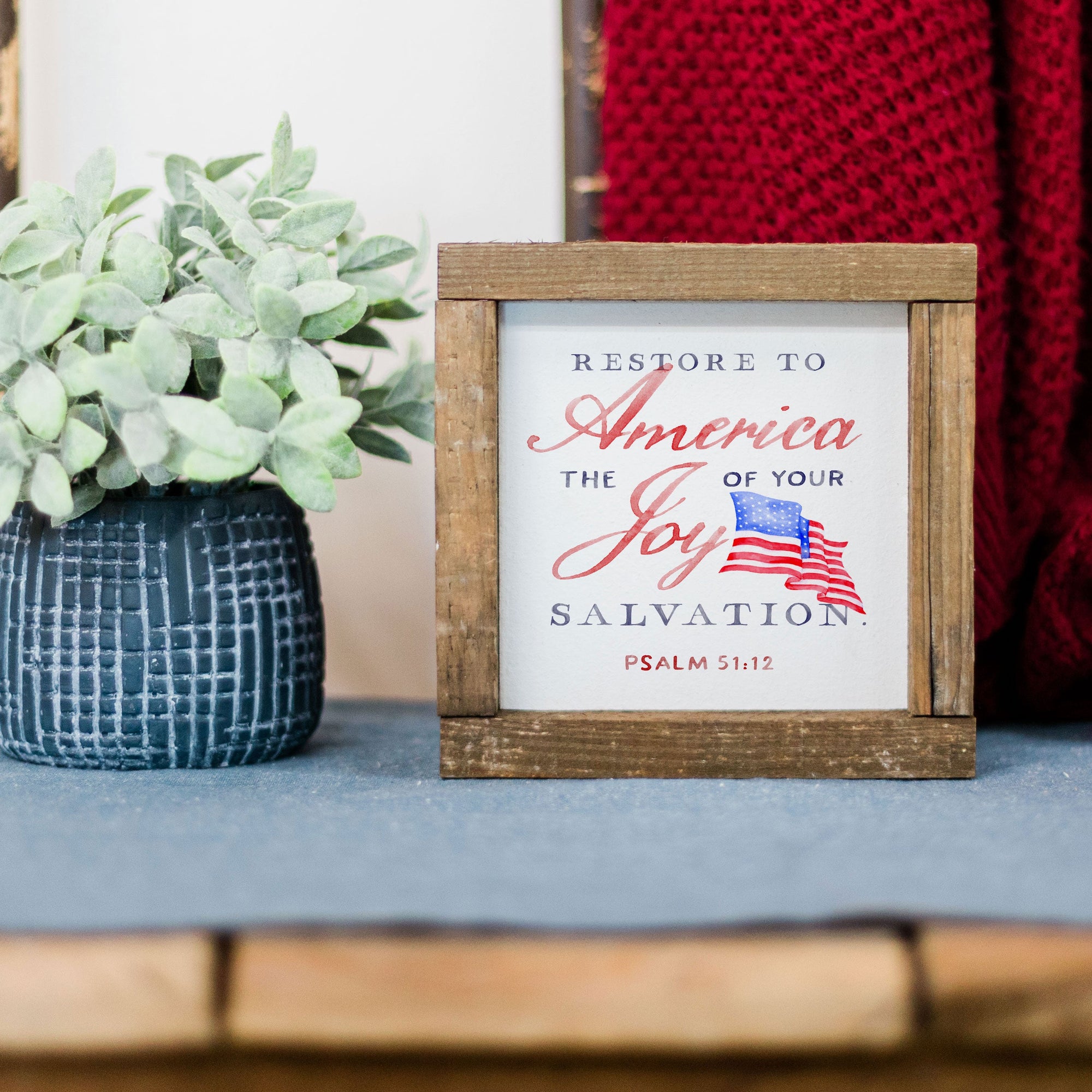 Front View. Restore To America | Patriotic Decor | Small Sign Decor The WAREHOUSE Studio 