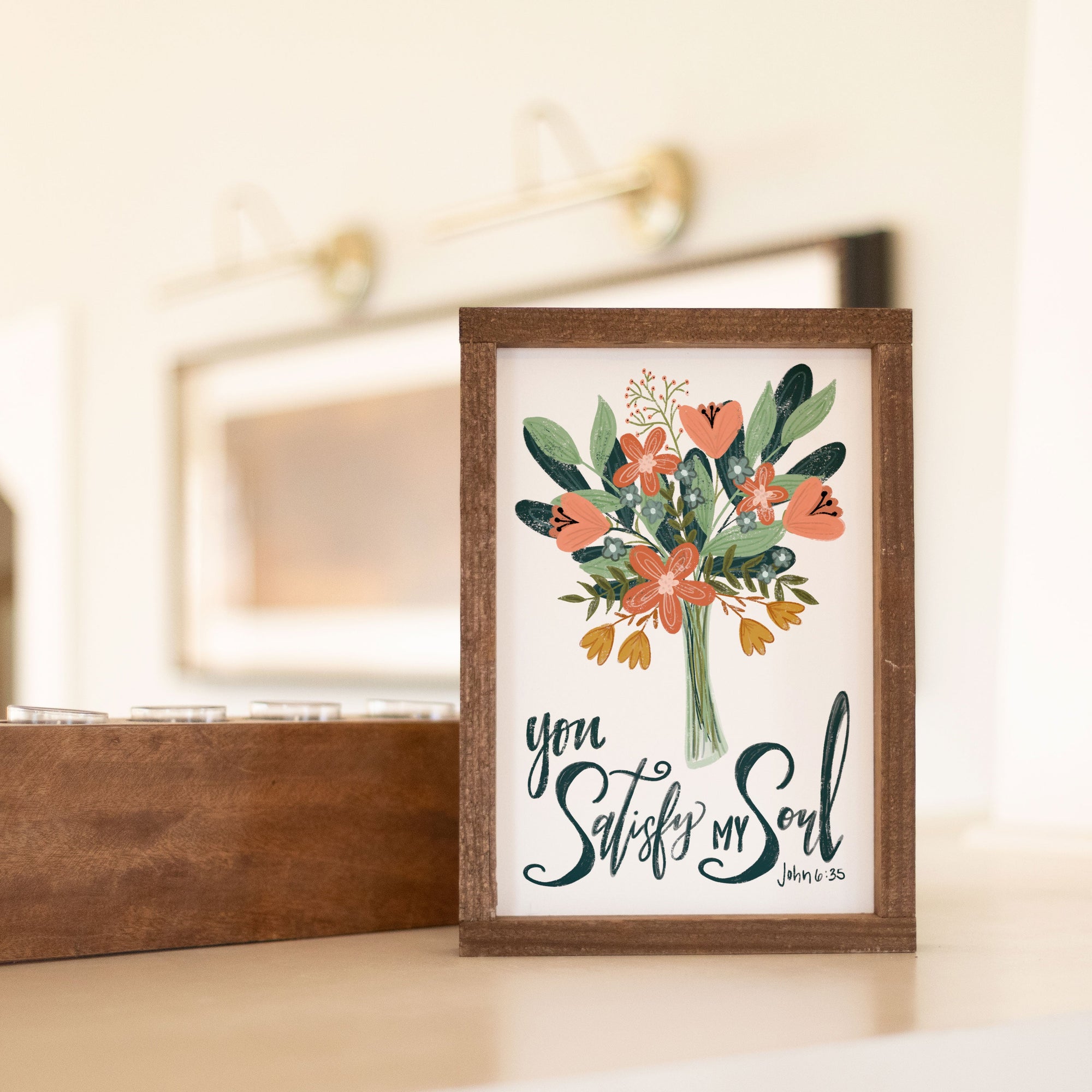 Front View. Satisfy My Soul, Spring Decor, Easter Decor, Medium Sign Wood Signs The WAREHOUSE Studio 