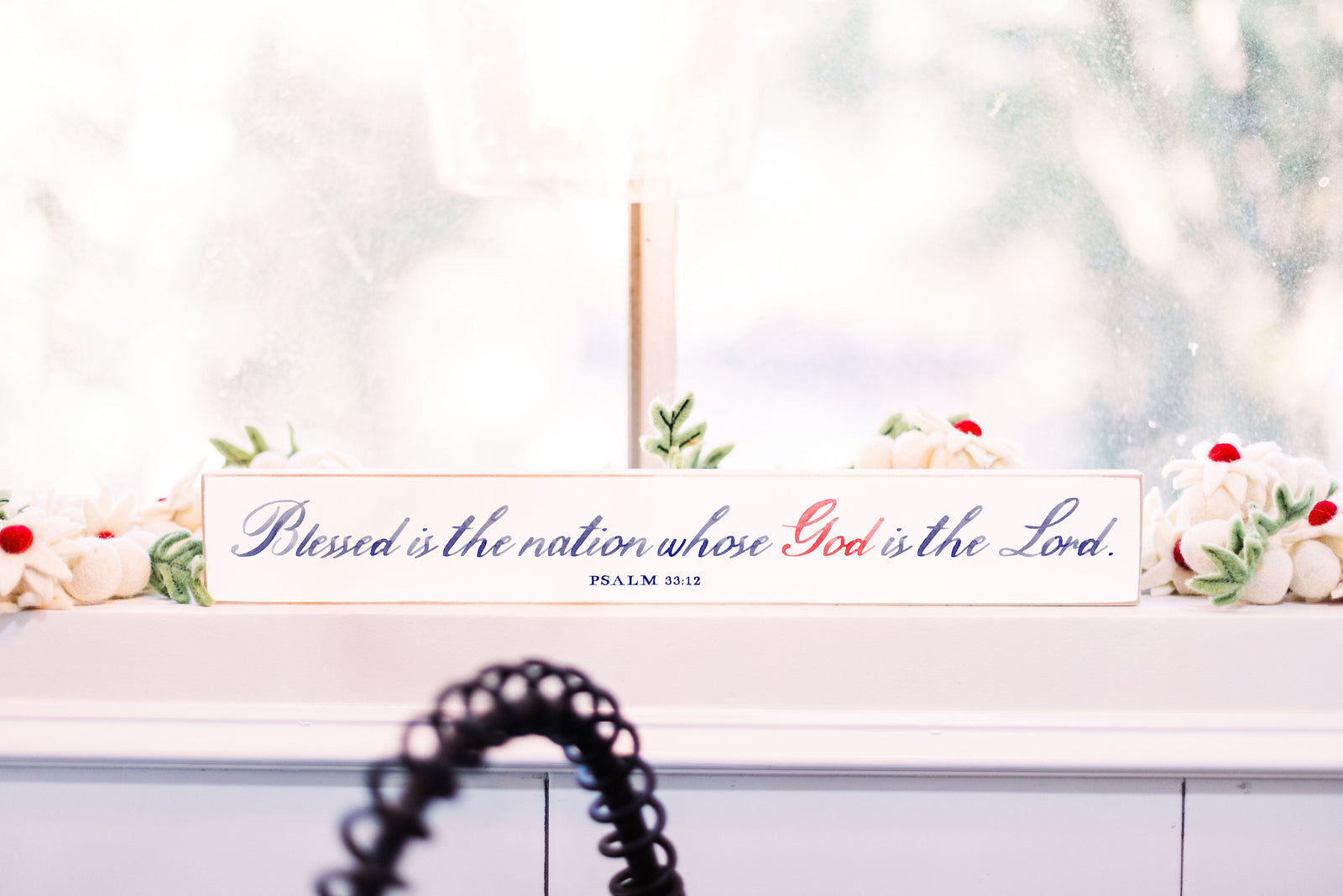 Front View. Small Sign | Blessed Is A Nation Small Wood Sign The WAREHOUSE Studio 