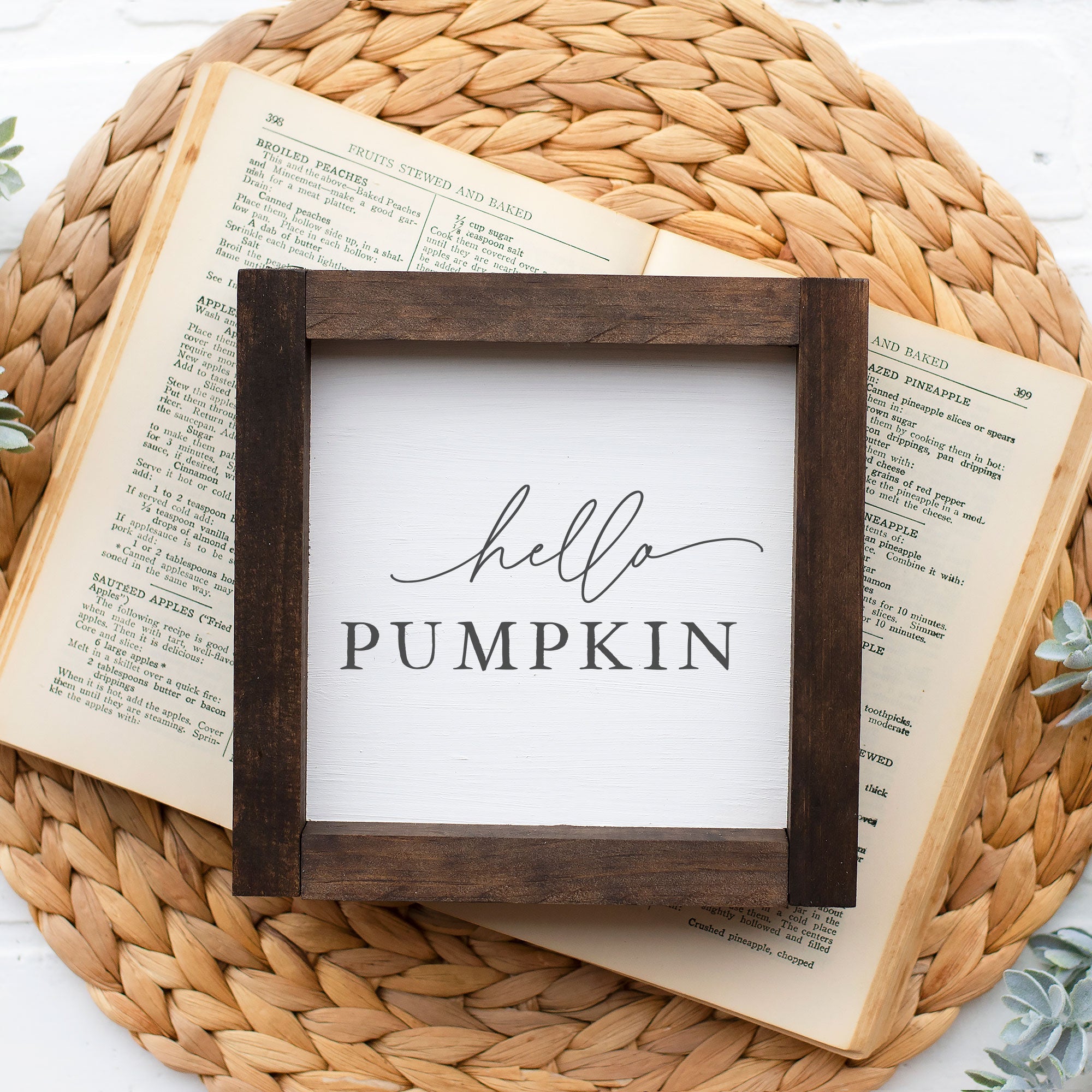 Front View. Small Wood Sign | Hello Pumpkin Small Wood Sign The WAREHOUSE Studio 