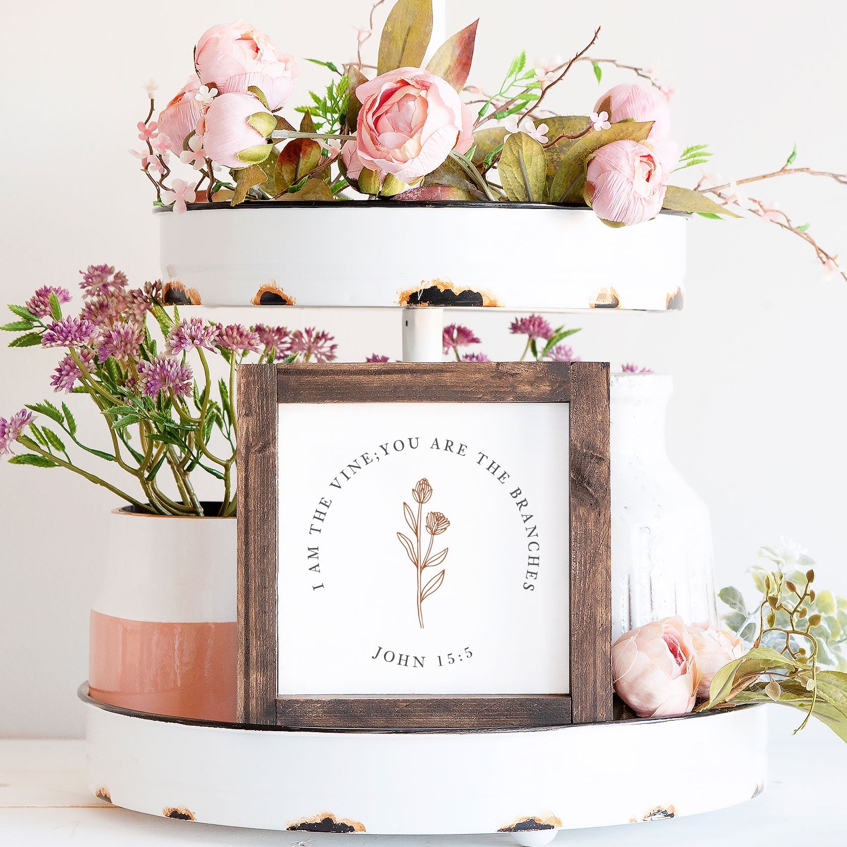 Front View. Small Wood Sign | I Am The Vine Botanical Small Wood Sign The WAREHOUSE Studio 