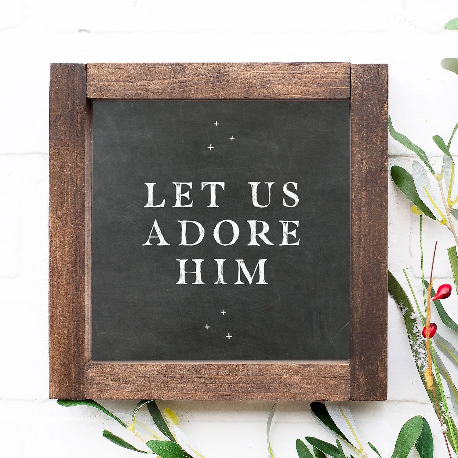 Front View. Small Wood Sign | Let us Adore Him Small Wood Sign The WAREHOUSE Studio 