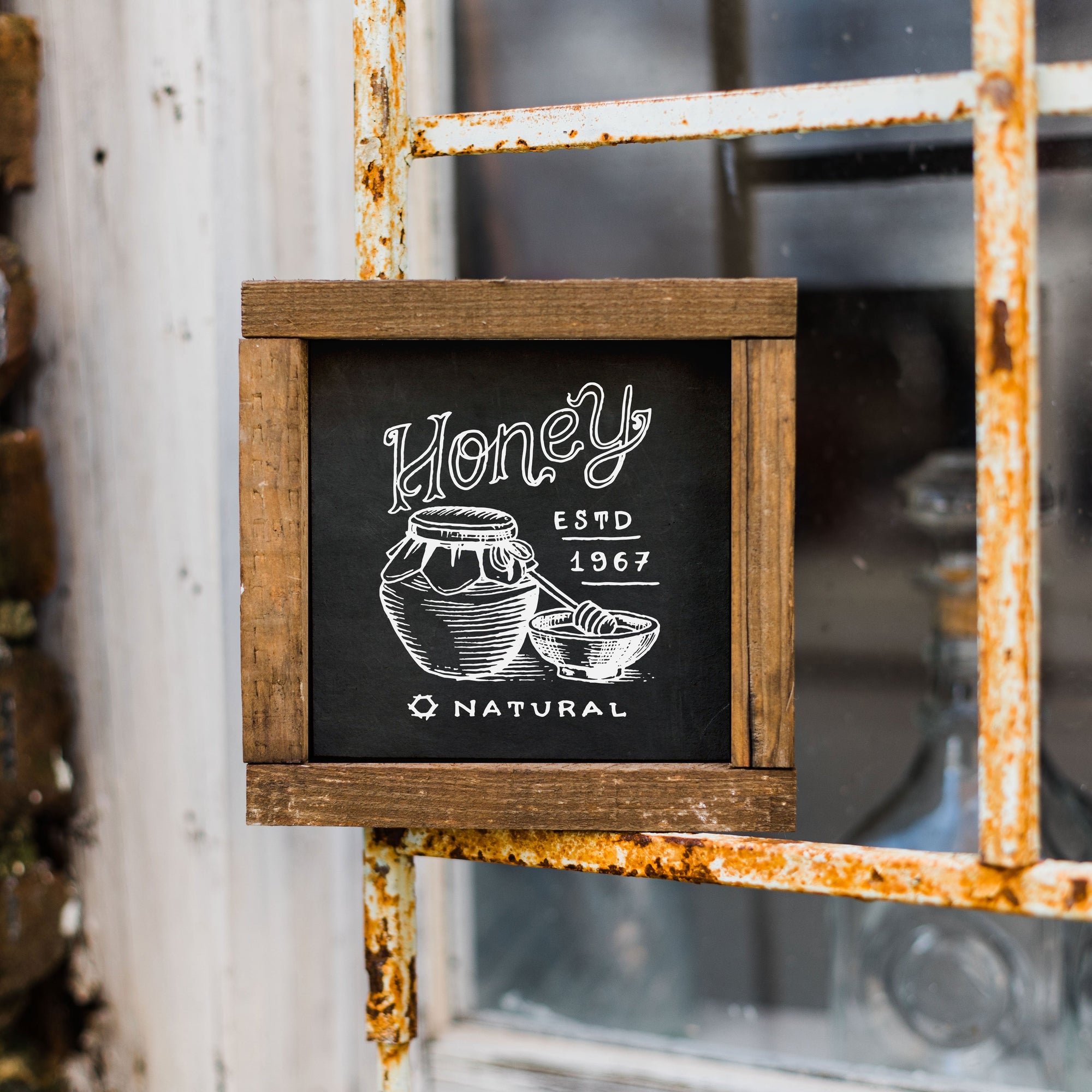 Front View. Spring Sign, Spring Decor, Honey Bee, Wooden Framed Sign Wood Signs The WAREHOUSE Studio 
