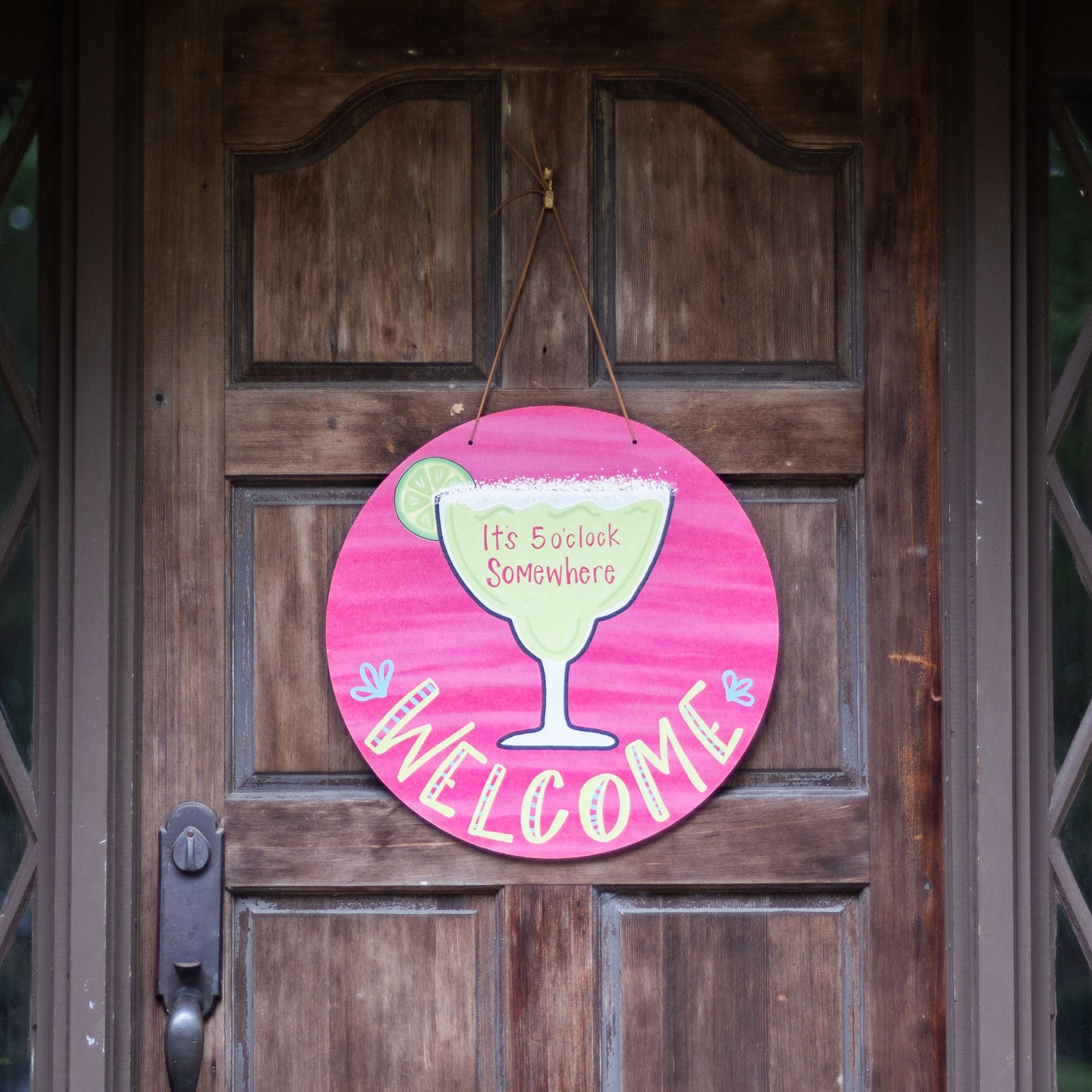 Front View. Summer Door Hanger, 5 O'clock Somewhere Outdoor Ornament/Decor The WAREHOUSE Studio 