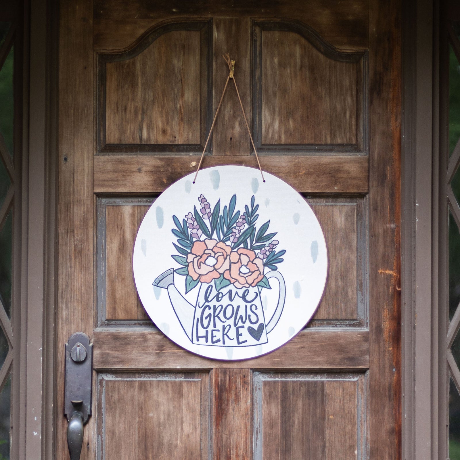Front View. Summer Door Hanger, Love Grows Here Outdoor Ornament/Decor The WAREHOUSE Studio 
