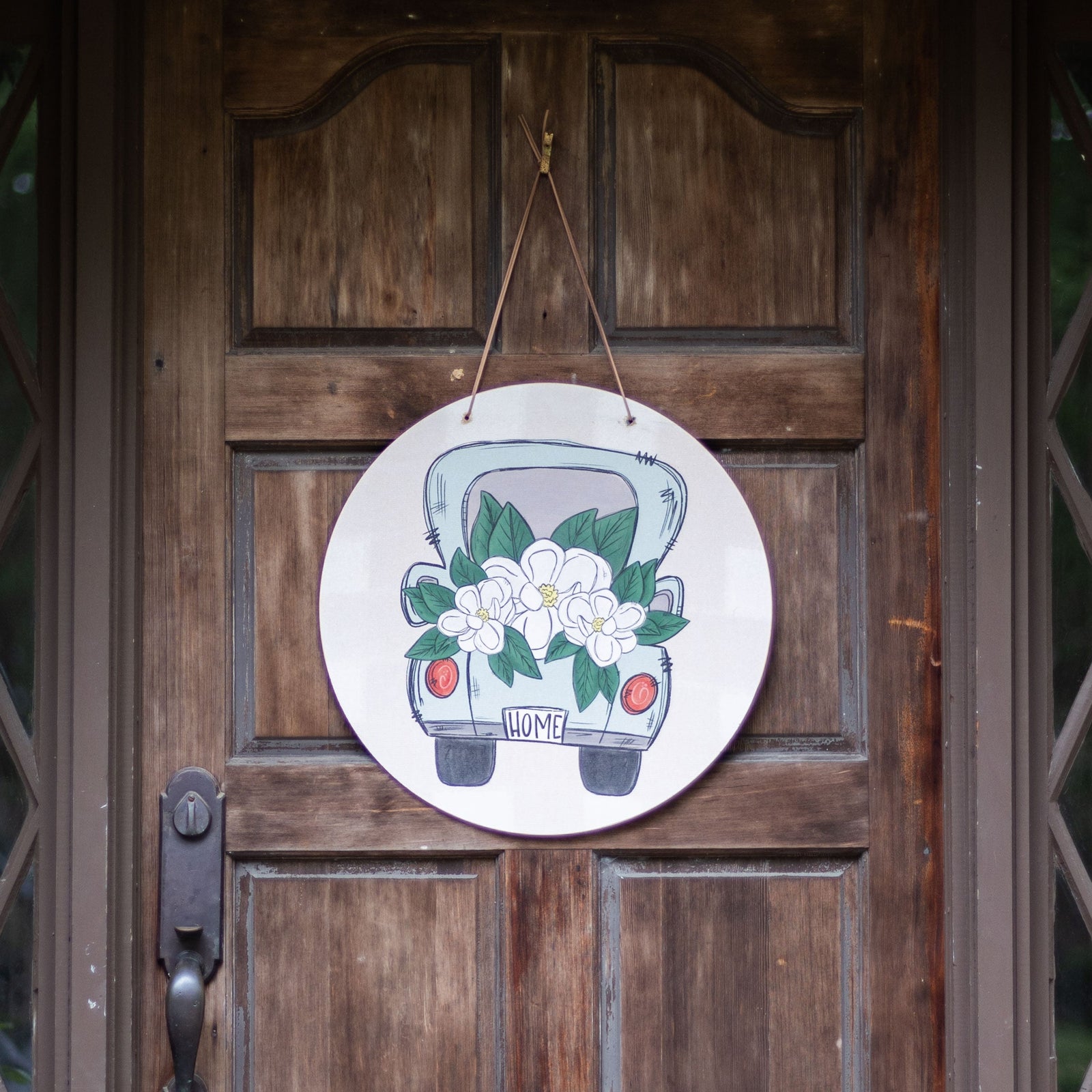 Front View. Summer Door Hanger, Magnolia Truck Outdoor Ornament/Decor The WAREHOUSE Studio 