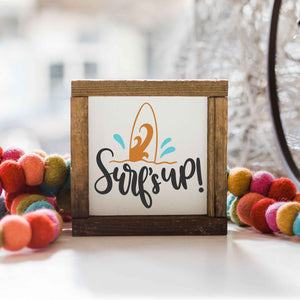 Front View. Surfs Up | Sea Sign | Beach House | Small Sign Decor The WAREHOUSE Studio 