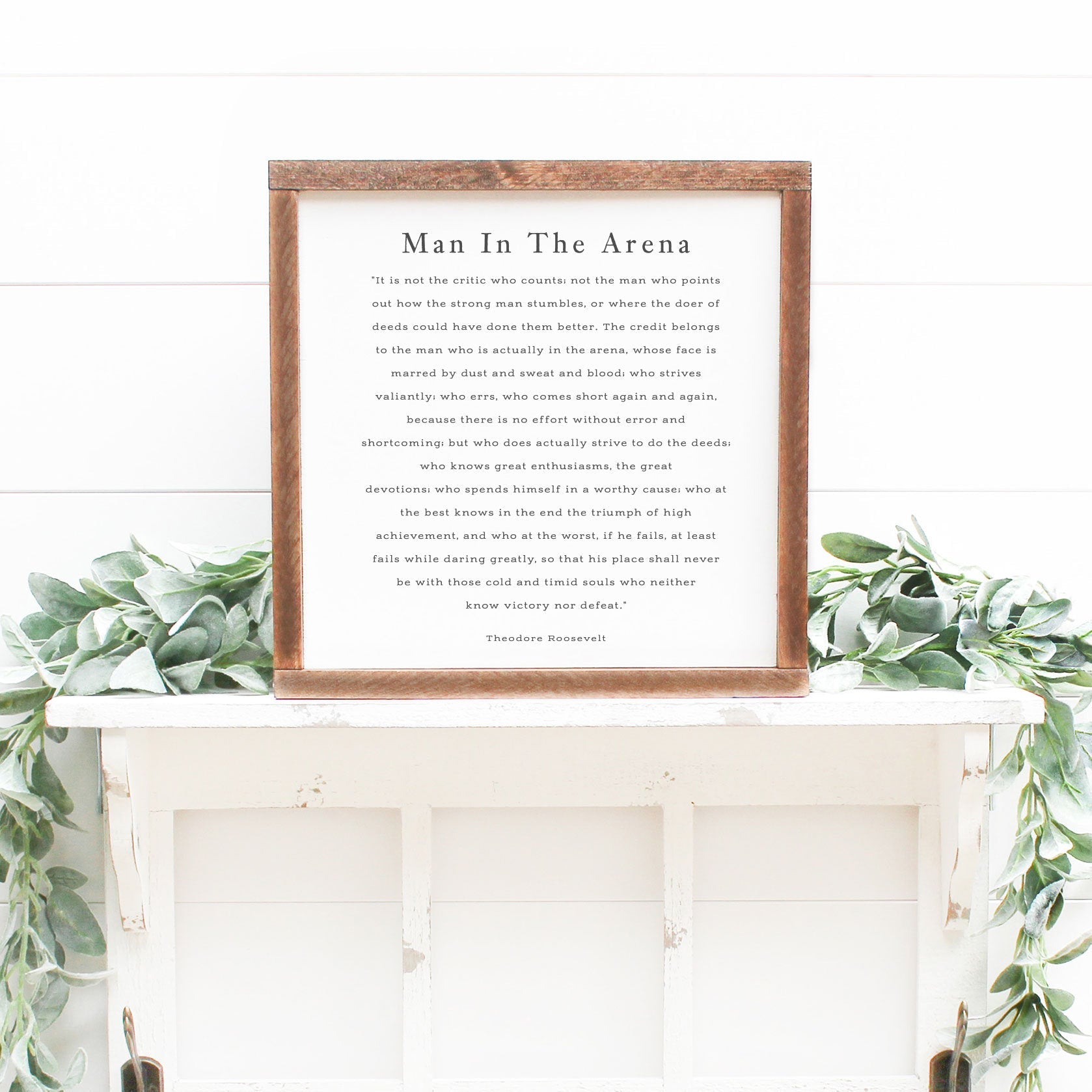 Front View. The Man in the Arena, Wood Sign, Medium Sign Wood Signs The WAREHOUSE Studio 