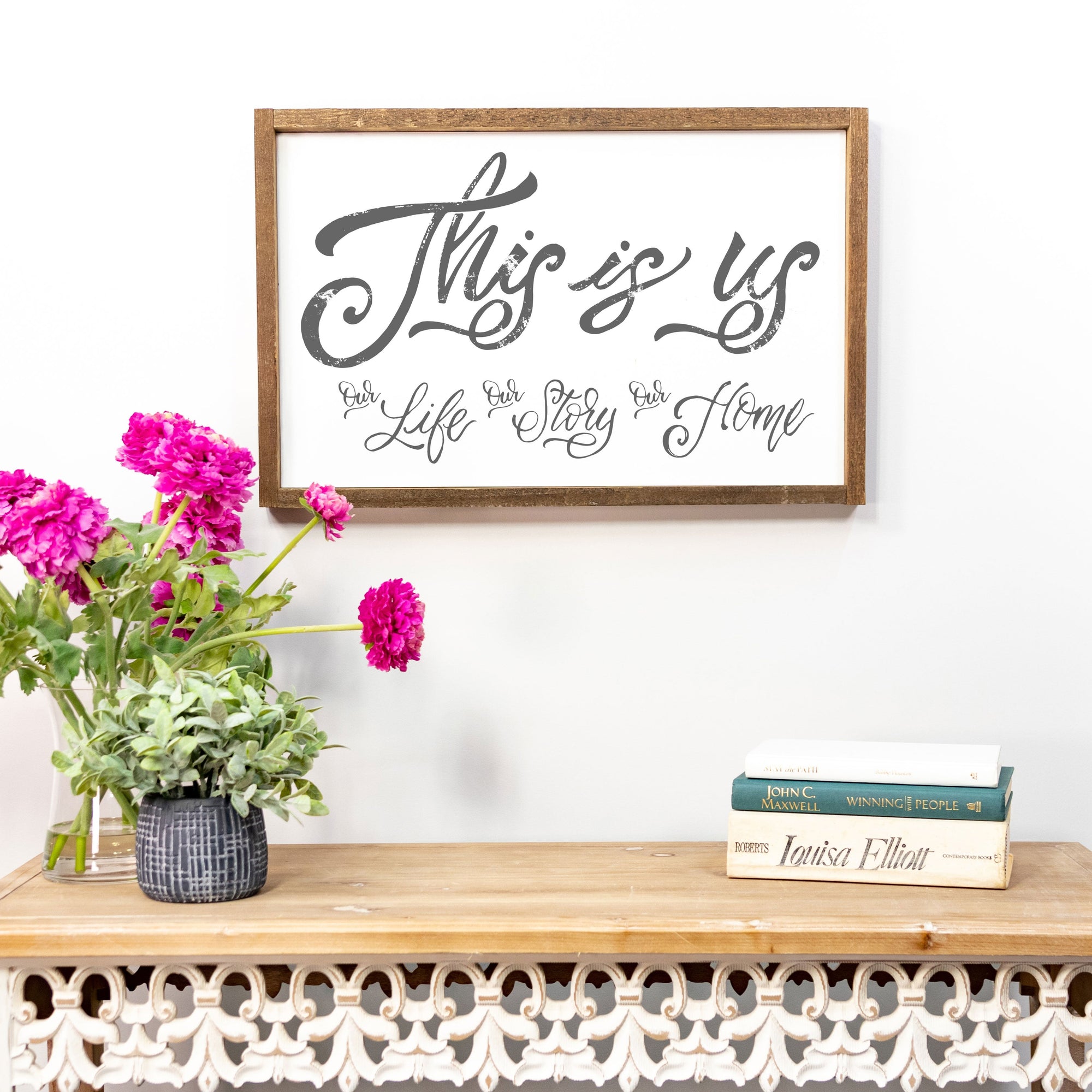 Front View. This is Us Sign | Family Sign | Large Sign | Rustic Sign Wood Signs The WAREHOUSE Studio 