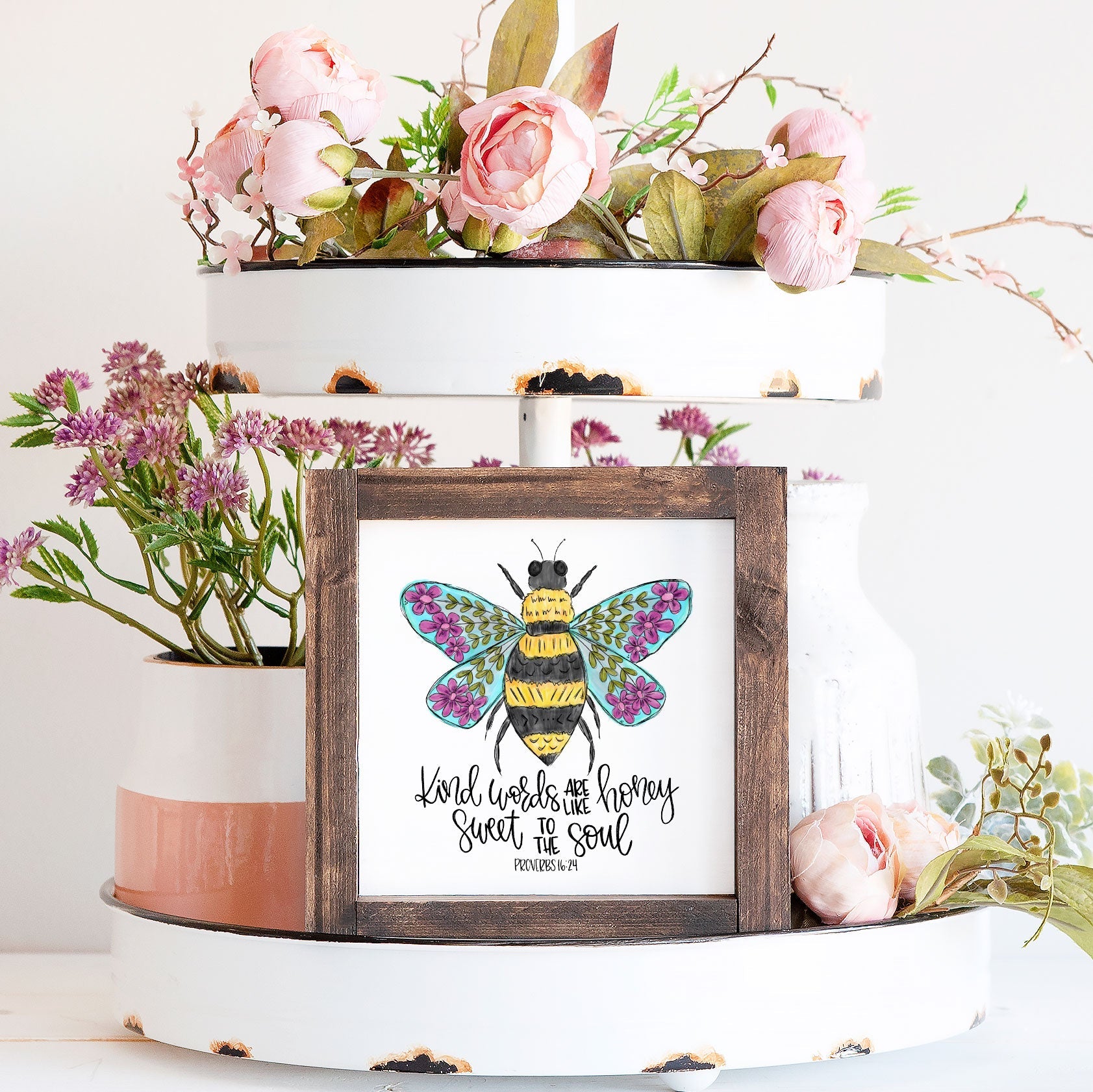 Front View. Verse Sign | Proverbs 16:24 | Hymn Sign | Scripture Sign | Small Sign Decor The WAREHOUSE Studio 