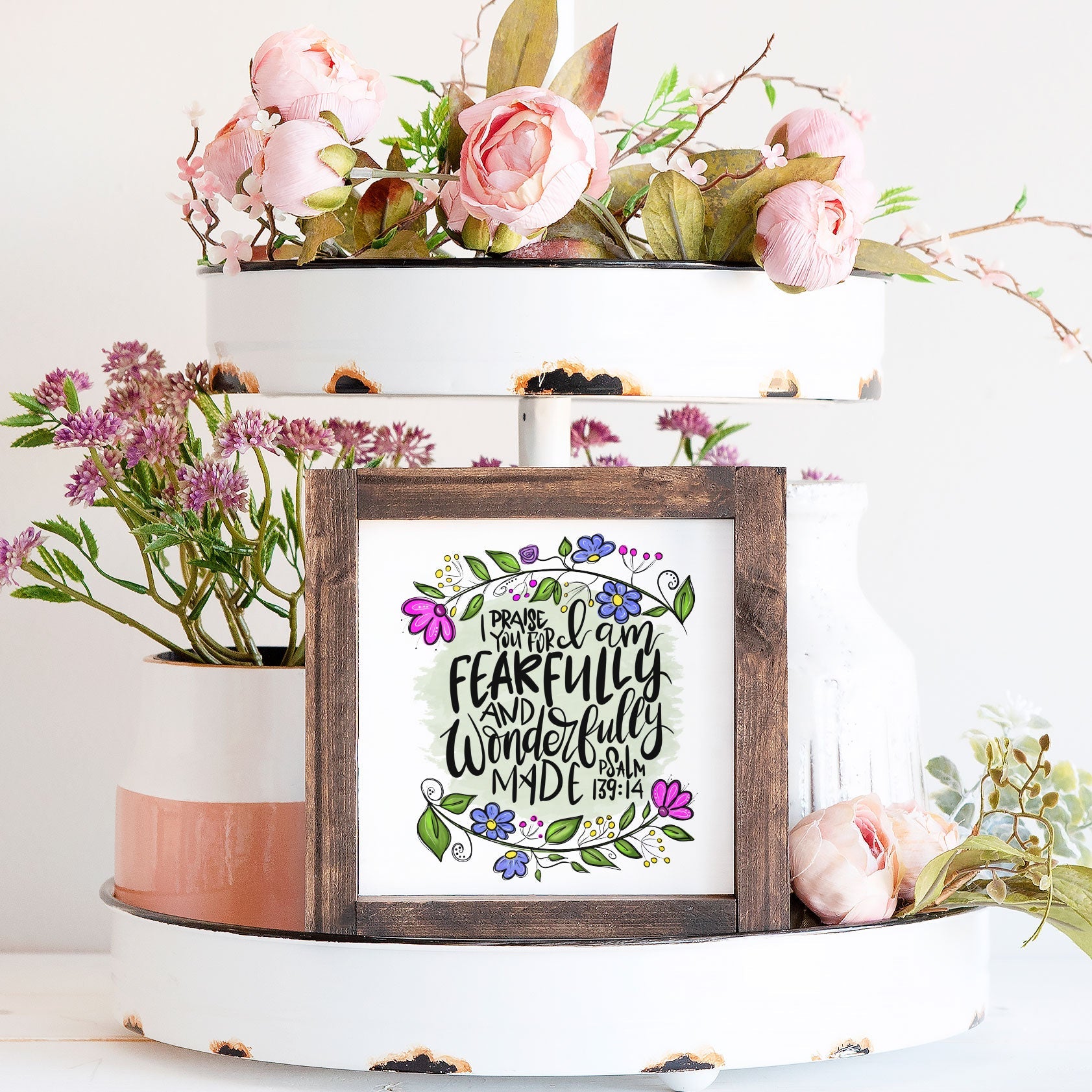 Front View. Verse Sign | Psalms 139:14 | Hymn Sign | Scripture Sign | Small Sign Decor The WAREHOUSE Studio 