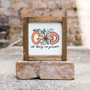 Front View. Verse Sign | With God | Scripture Sign | Small Sign | Wood Sign Decor The WAREHOUSE Studio 