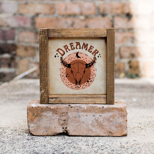 Front View. Western Decor | Boho | Dreamer| Wooden Signs | Small Sign Decor The WAREHOUSE Studio 