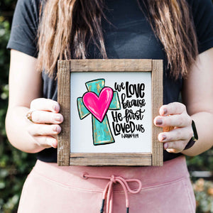 Front View. Wooden Signs | Small Sign | Love Sign | Valentines Day | Love Cross Decor The WAREHOUSE Studio 
